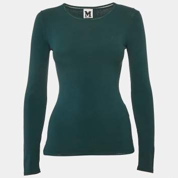 Pre Owned M Missoni Green Jersey Long Sleeve Top S