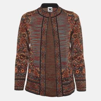 Pre Owned M Missoni Multicolor Patterned Knit Cardigan S