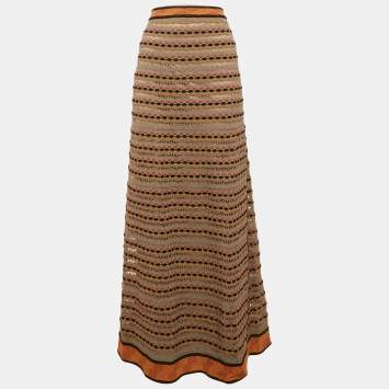 Pre Owned M Missoni Multicolor Patterned Knit Maxi Skirt M