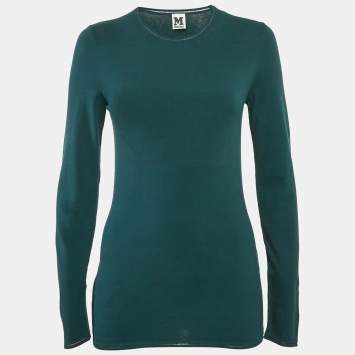 Pre Owned M Missoni Teal Blue Stretch Knit Crewneck Sweatshirt S