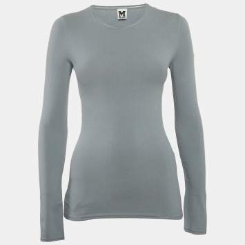 Pre Owned M Missoni Grey Stretch Knit Crewneck Sweatshirt L