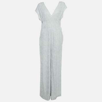 Pre Owned M Missoni Grey Lurex knit Strappy Jumpsuit M