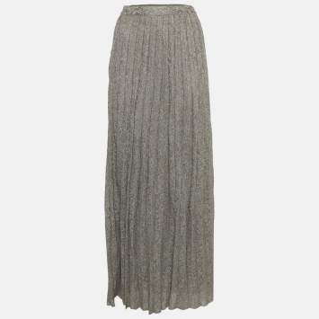 Pre Owned M Missoni Grey Lurex Knit Maxi Skirt S