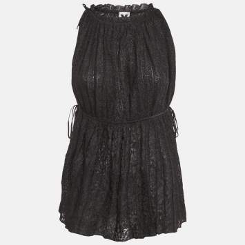 Pre Owned M Missoni Black Lurex Knit Gathered Sleeveless Top L