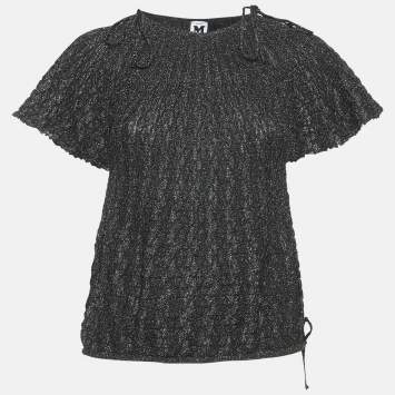 Pre Owned M Missoni Black/Metallic Patterned Lurex Knit Top M