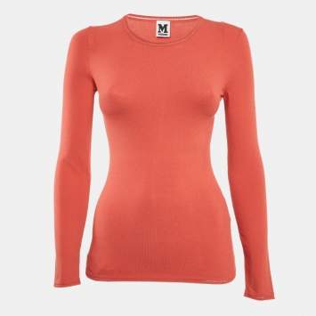 Pre Owned M Missoni Orange Jersey Long Sleeve Top S