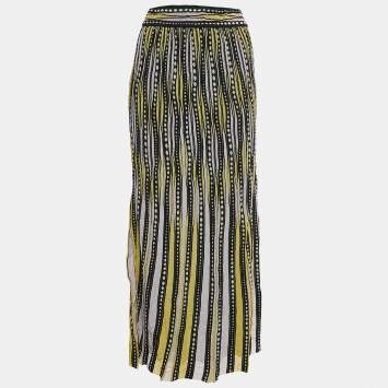 Pre Owned M Missoni Yellow/Black Patterned Lurex Knit Maxi Skirt S