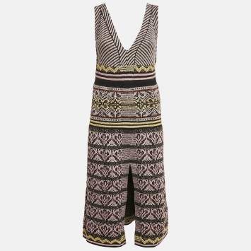 مملوكة مسبقًا M Missoni  Metallic Lurex Knit V-Neck Sleeveless Midi Dress M
