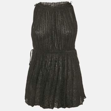 Pre Owned M Missoni Black Lurex Knit Sleeveless Tunic Top M