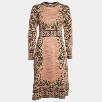 Pre Owned M Missoni Multicolor Floral Knit Midi Dress L