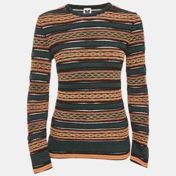 Pre Owned M Missoni Multicolor Patterned Knit Full Sleeve Top L