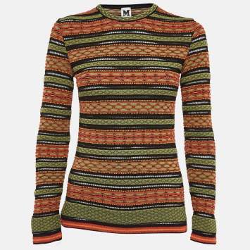 Pre Owned M Missoni Green Patterned Knit Full Sleeve Top M