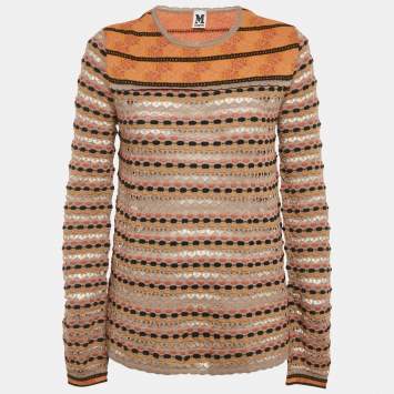 Pre Owned M Missoni Grey Floral Perforated Knit Top S