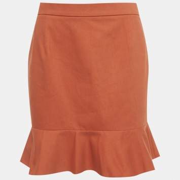Pre Owned M Missoni Brown Cotton Ruffled Mini Skirt XS