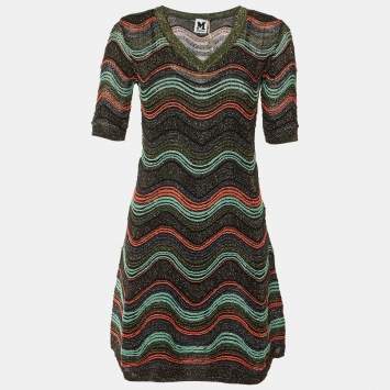 Pre Owned M Missoni Multicolor Pattered Lurex Knit Mini Dress S 
