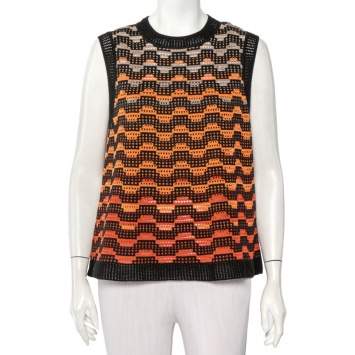 Pre Owned M Missoni Multicolor Perforated Knit Sleeveless Top L