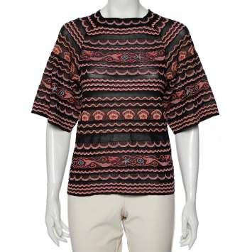 Pre Owned M Missoni Multicolored Wave Patterned Lurex Knit Top S
