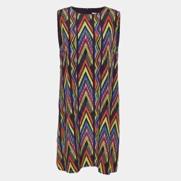 Pre Owned M Missoni Multicolor printed Silk Sleeveless Shift Dress L