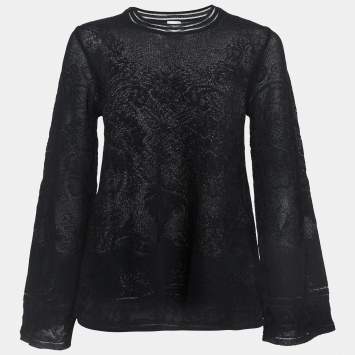 Pre Owned M Missoni Black Floral Stretch Lace Top S