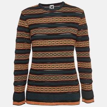 Pre Owned M Missoni Green Patterned Knit Top L