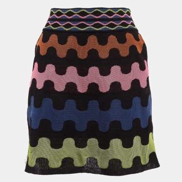 Pre Owned M Missoni Multicolor Patterned Knit Mini Skirt S