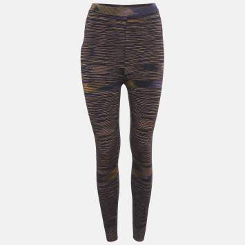 Pre Owned M Missoni Black Patterned Wool Blend Knit Capri Pants S