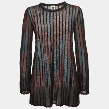Pre Owned M Missoni Black Multicolor Lurex Knit Mini Dress S