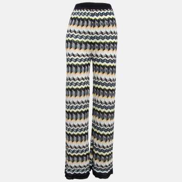 Pre Owned M Missoni Multicolor Chevron Patterned Knit Palazzo Pants M