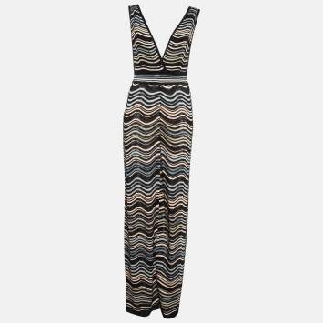 Pre Owned M Missoni Multicolor Patterned Lurex Knit Sleeveless Jumpsuit M