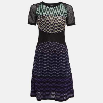 Pre Owned M Missoni Multicolor Wave Patterned Lurex Knit Short Dress M