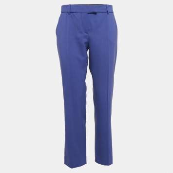 Pre Owned M Missoni Purple Gabardine Straight Leg Trousers L
