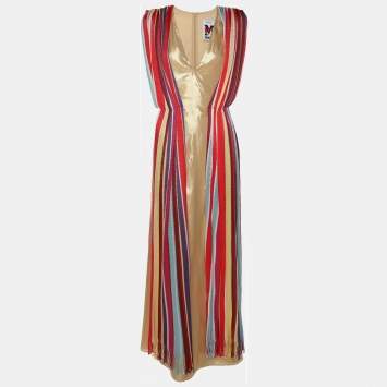 Pre Owned M Missoni Gold Silk Maxi Dress M