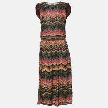 Pre Owned M Missoni Multicolor Knit Fabric Midi Dress M