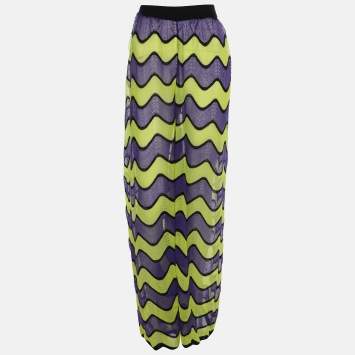 Pre Owned M Missoni Multicolor Knit Flare Trouser L