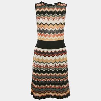 Pre Owned M Missoni Multicolor Patterned Lurex Knit Sleeveless Short Dress S