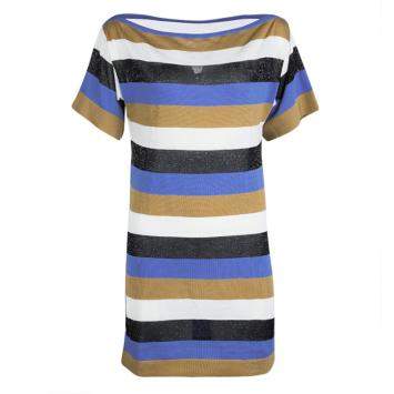 Pre Owned M Missoni Colorblock Striped Knit Strip Back Detail Top M