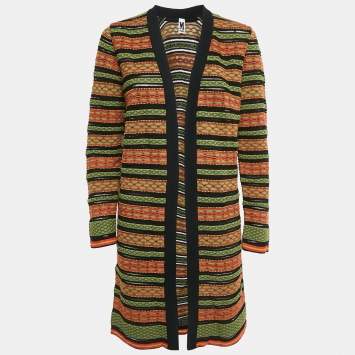 Pre Owned M Missoni Multicolor Patterned Knit Long Cardigan M