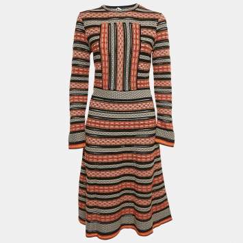 Pre Owned M Missoni Multicolor Patterned Knit Midi Dress M