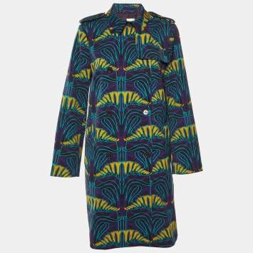 Pre Owned M Missoni Purple Printed Double Breasted Coat L