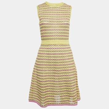 Pre Owned M Missoni Multicolor Patterned Lurex Knit Sleeveless Short Dress M