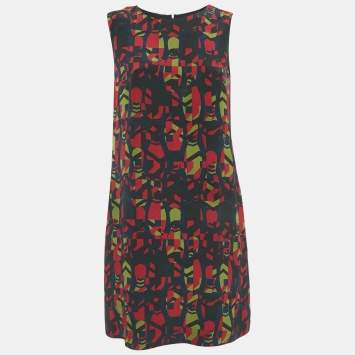 Pre Owned M Missoni Red Printed Silk Shift Mini Dress M