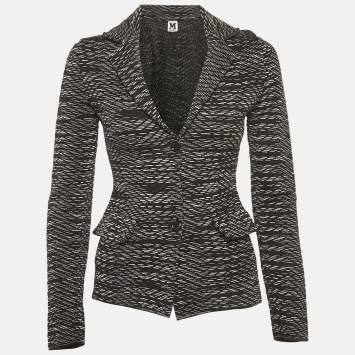 M Missoni Black Patterned Wool Knit Blazer S