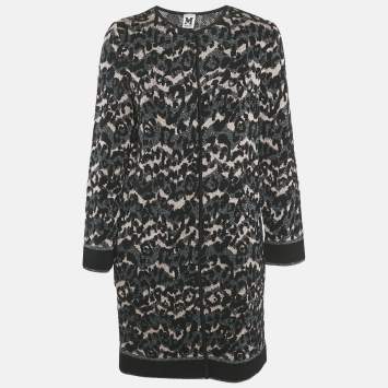 M Missoni Black Patterned Lurex Knit Long Cardigan S