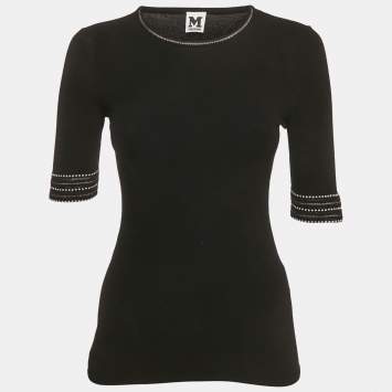 M Missoni Black Stretch Knit Short Sleeve Top S