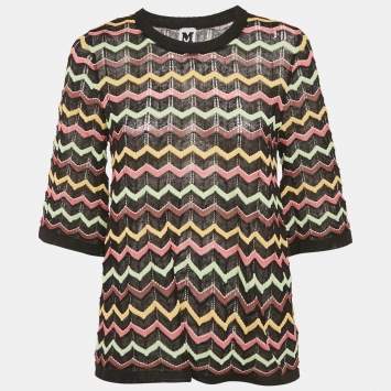 M Missoni Black Patterned Knit Sheer Top M 