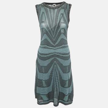 M Missoni Blue Lurex Knit Short Dress S