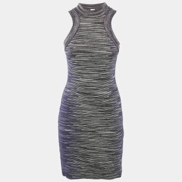 M Missoni Purple Lurex Knit Sleeveless Bodycon Dress S