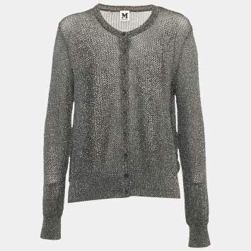 Pre Owned M Missoni Metallic Lurex Knit Button Down Cardigan L