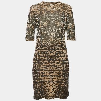 Pre Owned M Missoni Brown Patterned Lurex Knit Short Dress L