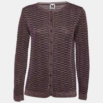 Pre Owned M Missoni Multicolor Lurex Knit Button Front Cardigan M